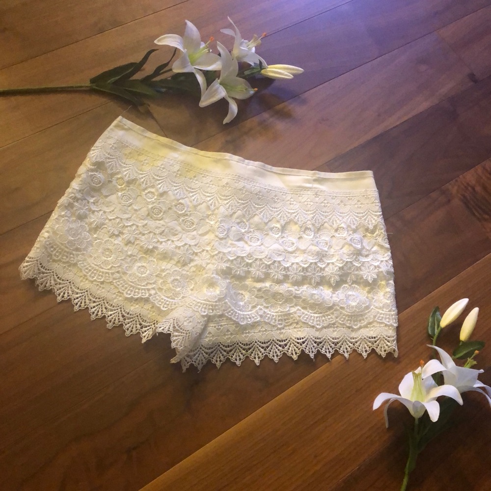 White Lace Shorts